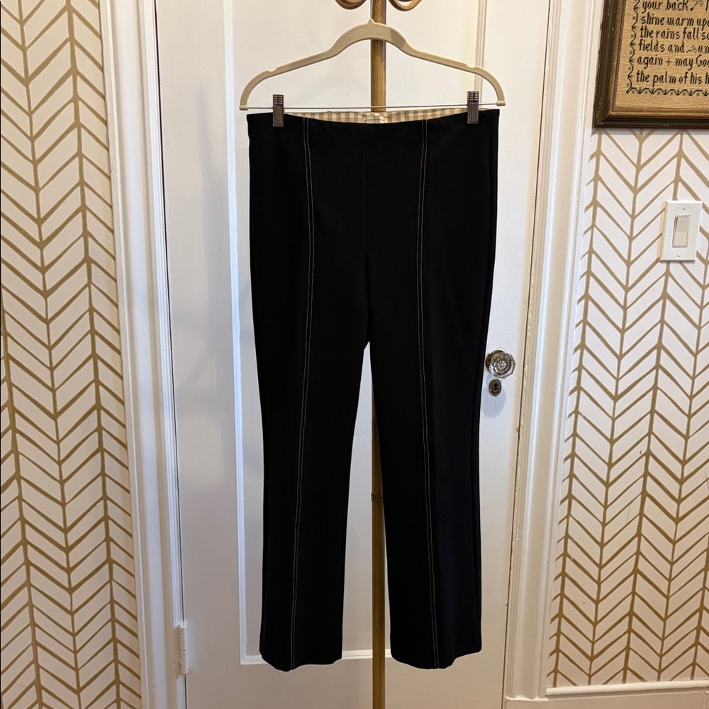 Anthropologie Black Ankle-Length Seam-Front Pants